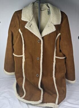 L.L. Bean Women's Faux Suede Sherpa-Lined Coat Large Regular